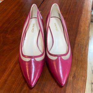 Nine West Raspberry Wedges with Sheer Detail